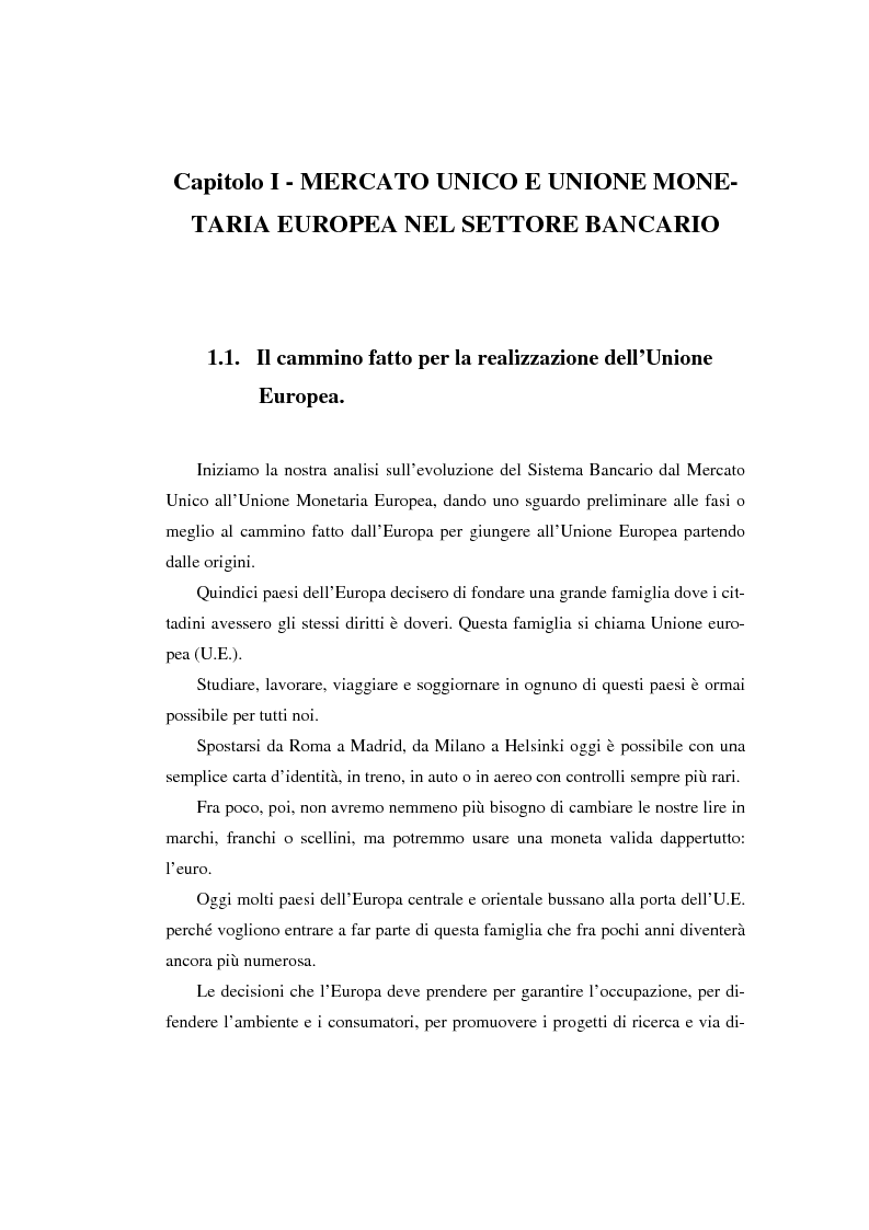 Anteprima della tesi: L'evoluzione del sistema bancario dal Mercato Unico all'Unione Monetaria Europea con l'introduzione dell'euro in Italia, Pagina 14