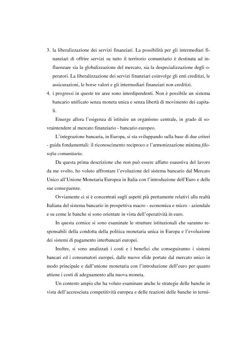 Anteprima della tesi: L'evoluzione del sistema bancario dal Mercato Unico all'Unione Monetaria Europea con l'introduzione dell'euro in Italia, Pagina 6