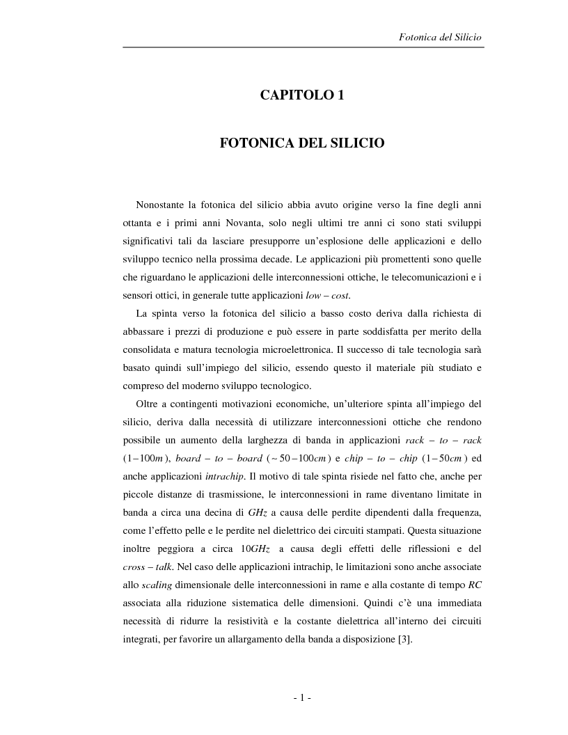 Anteprima della tesi: Progetto di una cavità Fabry-Perot basata su nanocluster di silicio drogati con erbio, Pagina 5
