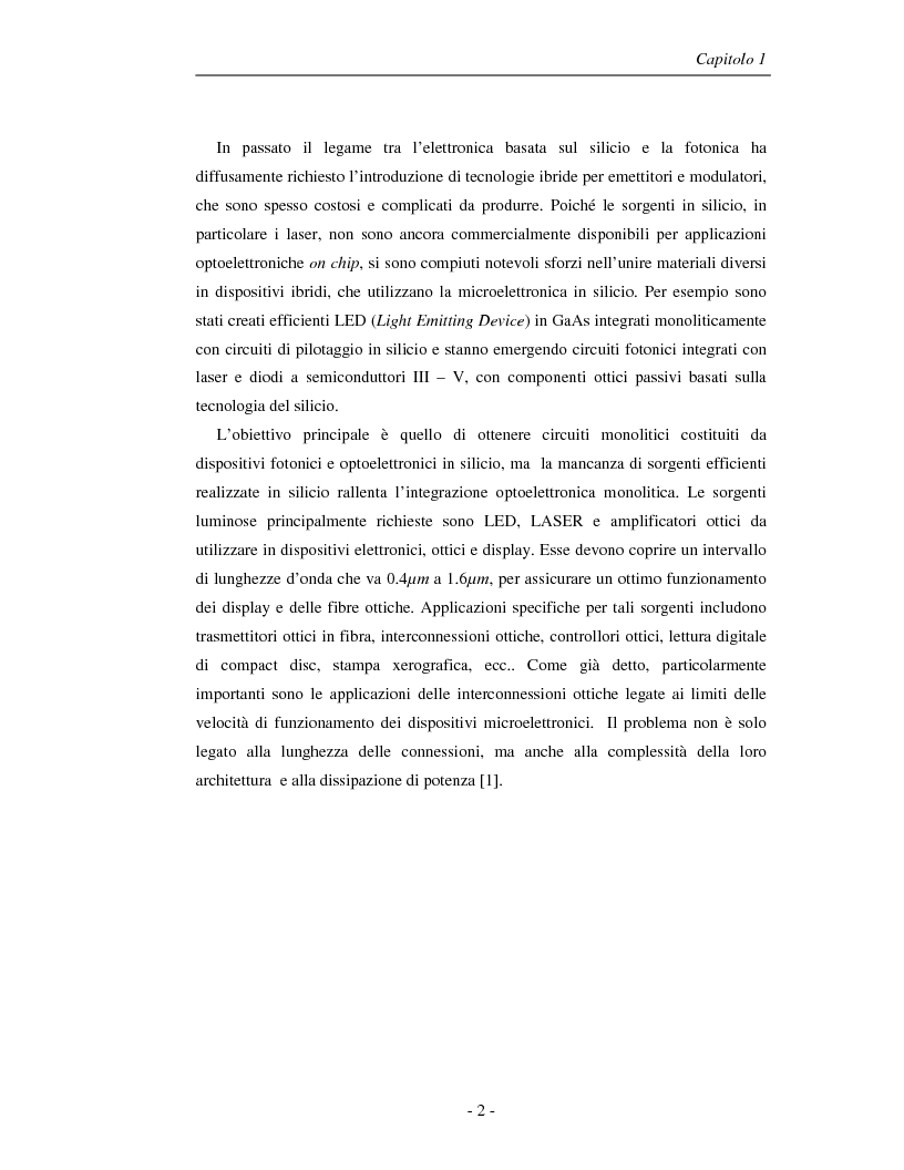 Anteprima della tesi: Progetto di una cavità Fabry-Perot basata su nanocluster di silicio drogati con erbio, Pagina 6