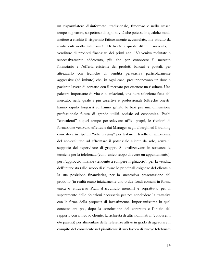 Anteprima della tesi: La fidelizzazione del cliente risparmiatore. Evoluzione della consulenza finanziaria professionale, Pagina 11