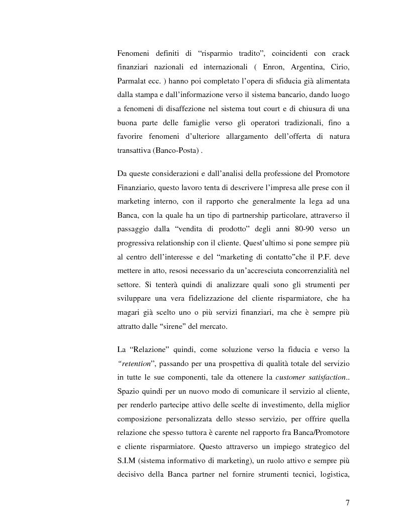 Anteprima della tesi: La fidelizzazione del cliente risparmiatore. Evoluzione della consulenza finanziaria professionale, Pagina 4