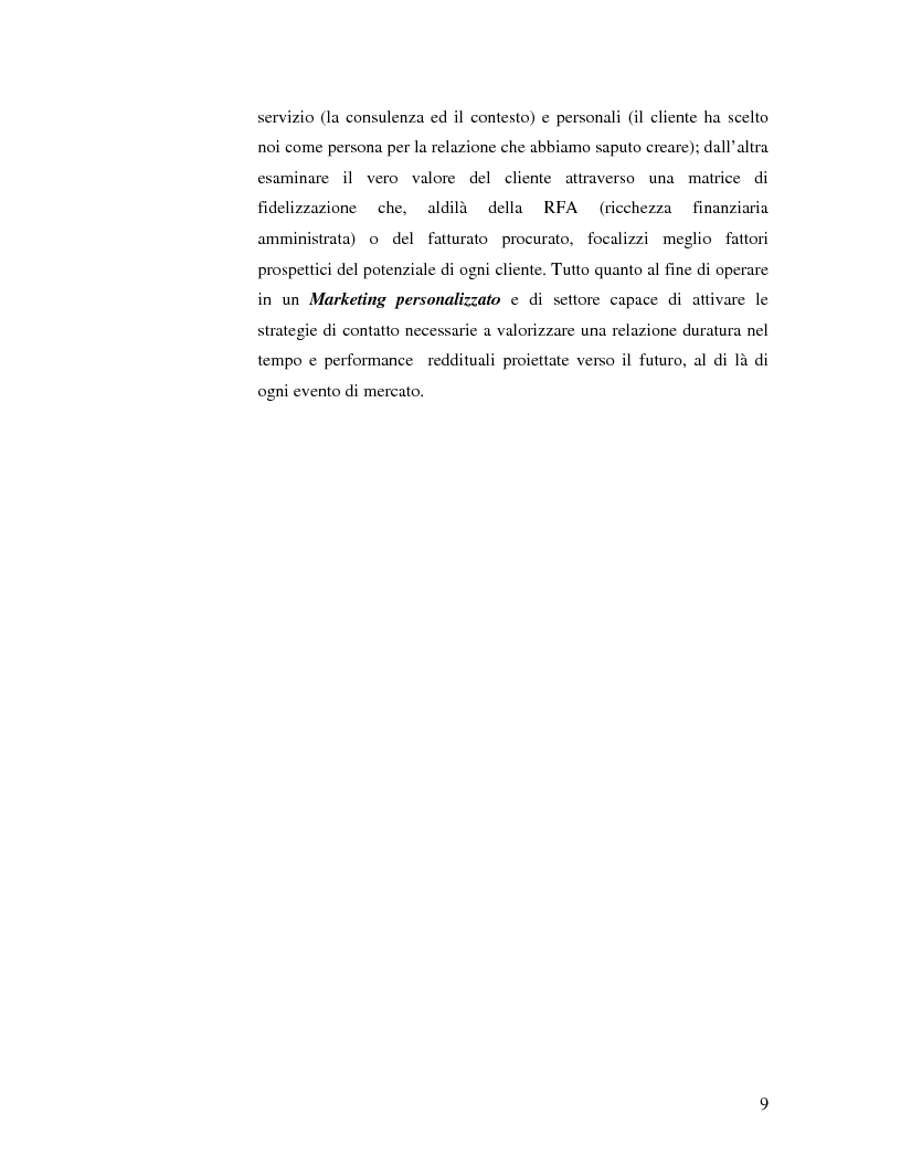 Anteprima della tesi: La fidelizzazione del cliente risparmiatore. Evoluzione della consulenza finanziaria professionale, Pagina 6