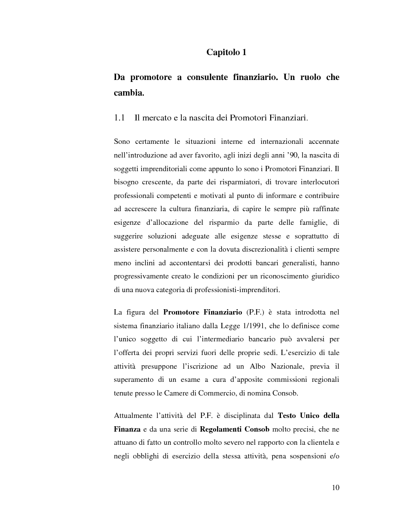 Anteprima della tesi: La fidelizzazione del cliente risparmiatore. Evoluzione della consulenza finanziaria professionale, Pagina 7