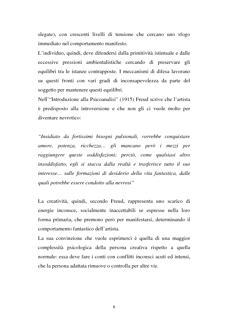 Anteprima della tesi: Psicoanalisi e arte: il comportamento sessuale degli artisti, Pagina 6