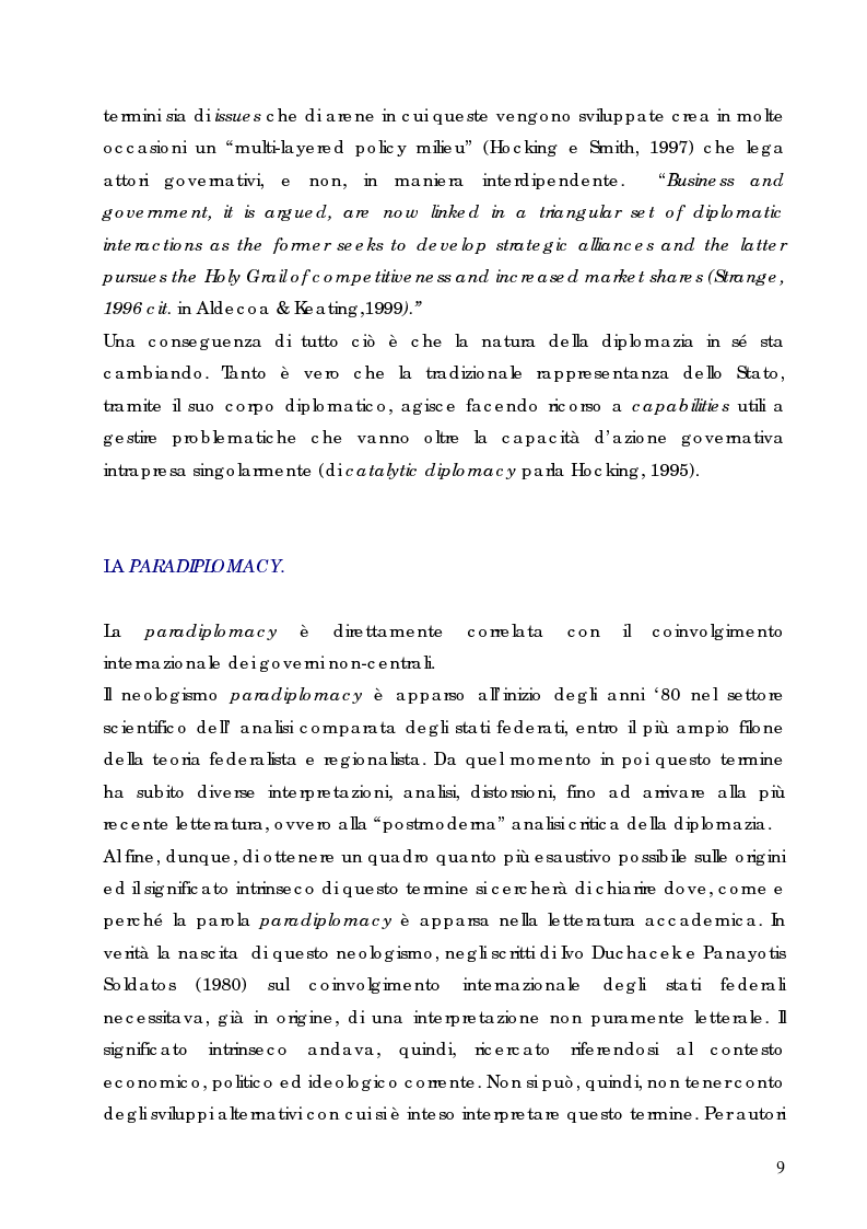 Anteprima della tesi: Il Potere Estero delle Regioni: il caso Sicilia, Pagina 5