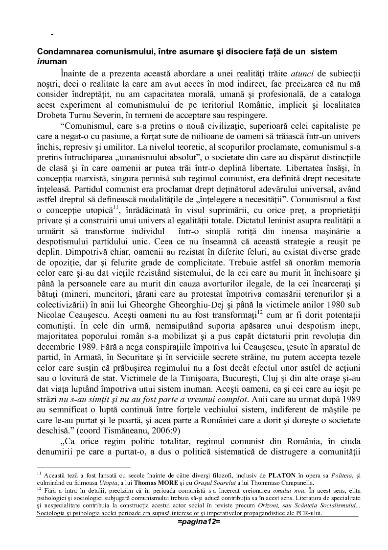 Anteprima della tesi: Rememorari ale vietii cotidiene din timpul comunismului, intr/un oras provincial. Studu de caz: Drobeta Turnu Severin, Pagina 8