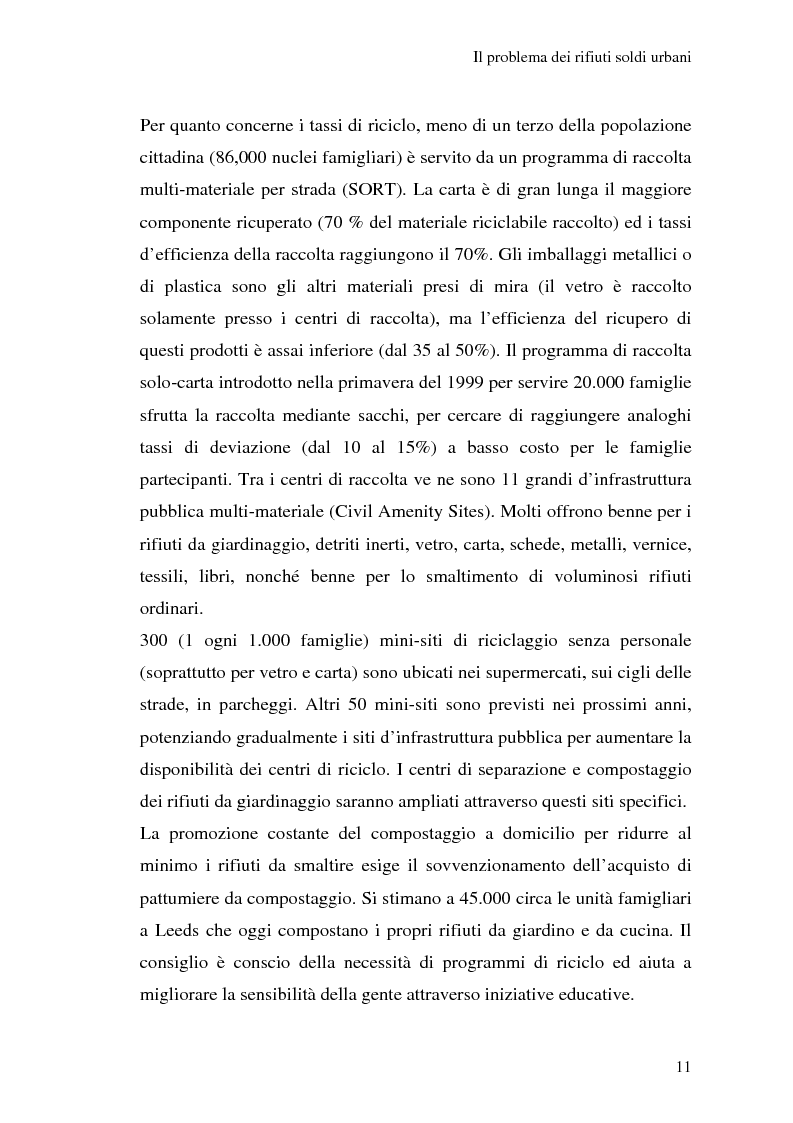 Anteprima della tesi: Comparazione tecnico-economica di due tecnologie di gestione degli RSU. Termovalorizzazione Vs. Raccolta differenziata., Pagina 11
