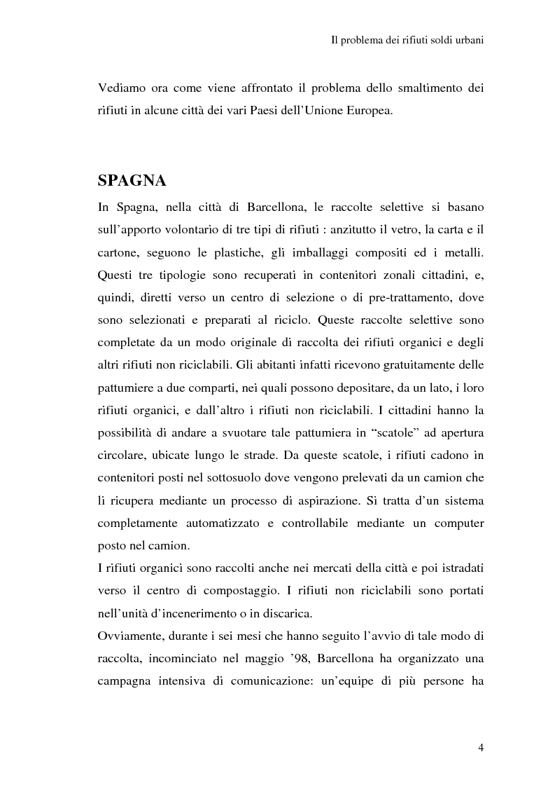 Anteprima della tesi: Comparazione tecnico-economica di due tecnologie di gestione degli RSU. Termovalorizzazione Vs. Raccolta differenziata., Pagina 4