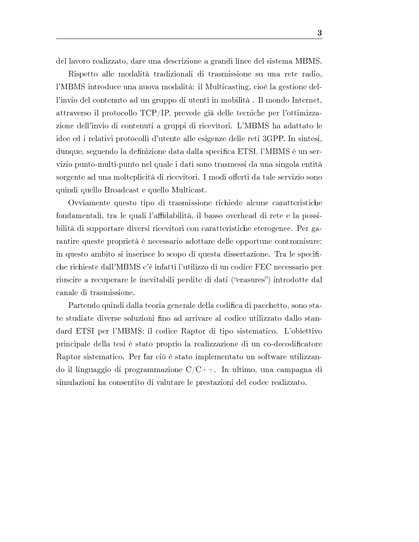 Anteprima della tesi: Realizzazione di un co/decodificatore Raptor per servizi multimediali, Pagina 3