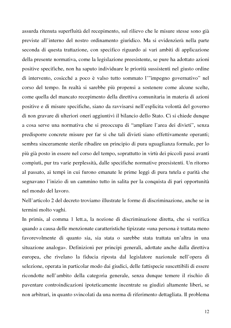 Anteprima della tesi: Le discriminazioni sui luoghi di lavoro dopo il D.Lgs. 216/2003, Pagina 12