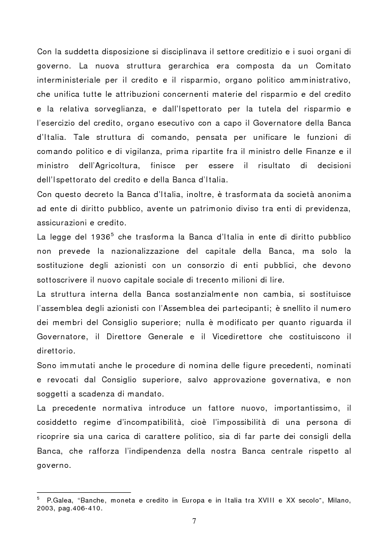 Anteprima della tesi: La Banca d'Italia: struttura e indipendenza, Pagina 4