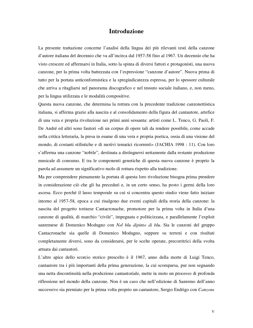 La Lingua Della Canzone D Autore Italiana Dal 1957 Al 1967 Tesi Di Laurea Tesionline