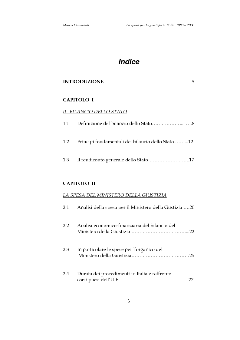Indice della tesi: Spesa per la giustizia in Italia 1990 - 2000, Pagina 1