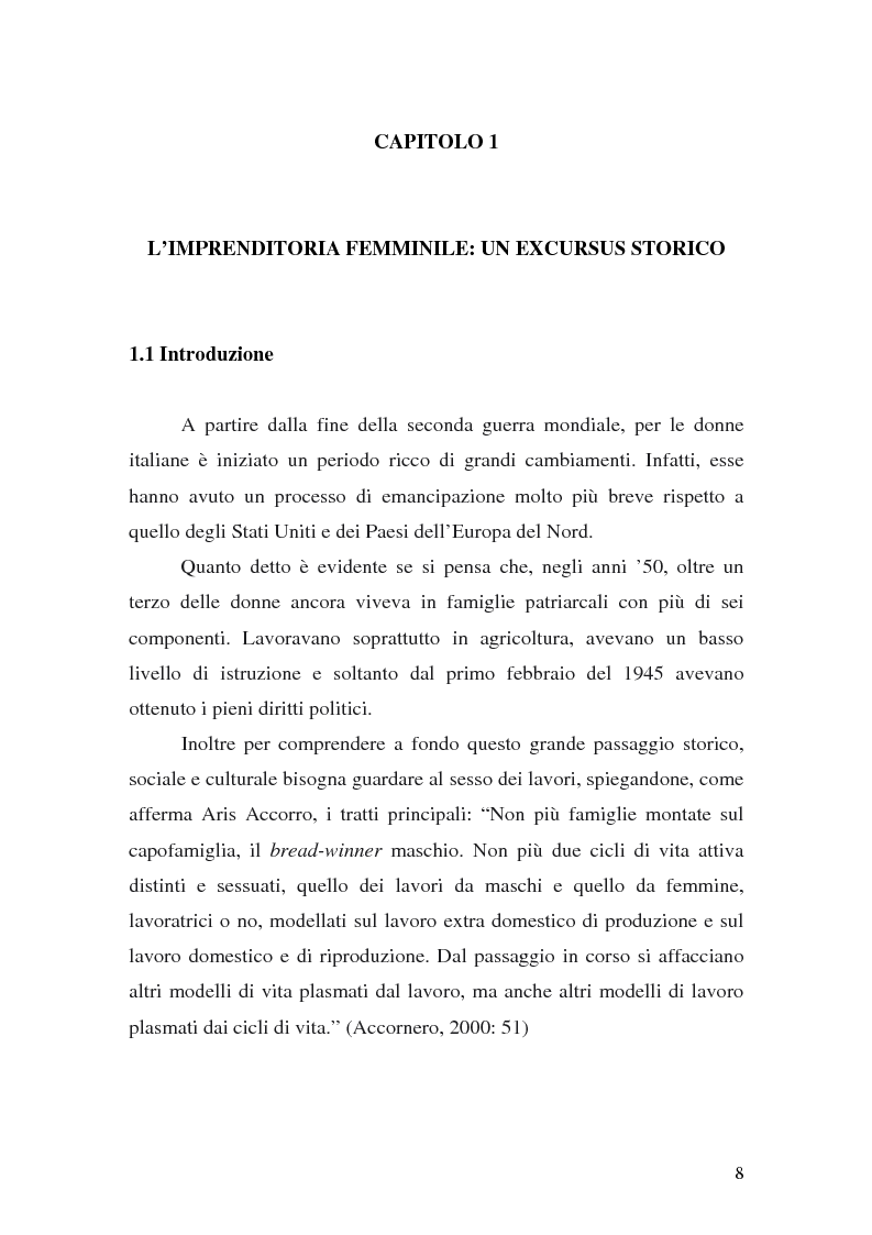 Anteprima della tesi: L'imprenditoria femminile: storia, politiche e motivazioni, Pagina 6