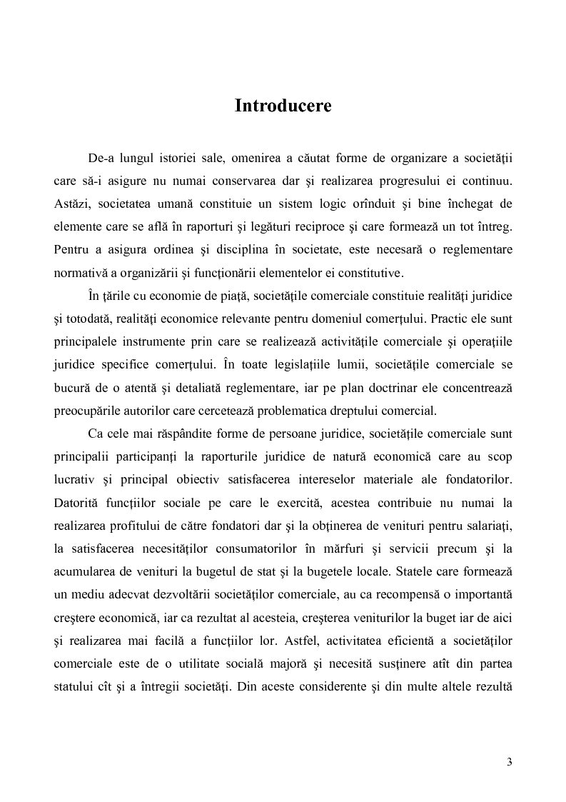 Anteprima della tesi: Probleme teoretice si practice privind constituirea si functionarea Societatii in Comandita, Pagina 1
