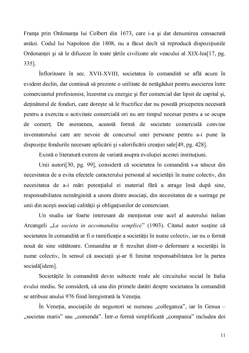 Anteprima della tesi: Probleme teoretice si practice privind constituirea si functionarea Societatii in Comandita, Pagina 9
