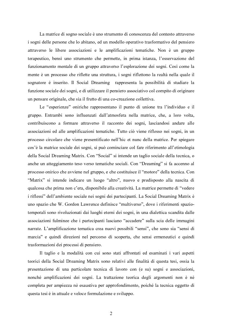 Anteprima della tesi: La Social Dreaming Matrix: un’indagine conoscitiva sulla funzione sociale del sogno, Pagina 2