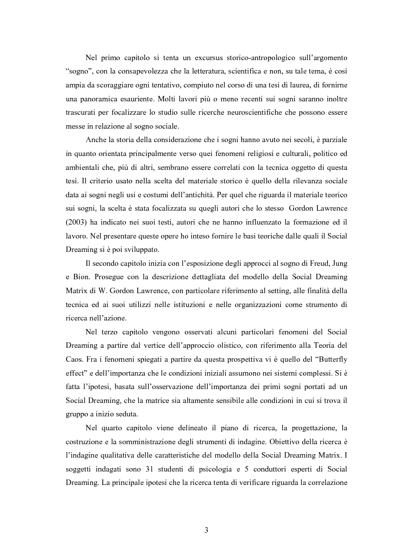 Anteprima della tesi: La Social Dreaming Matrix: un’indagine conoscitiva sulla funzione sociale del sogno, Pagina 3