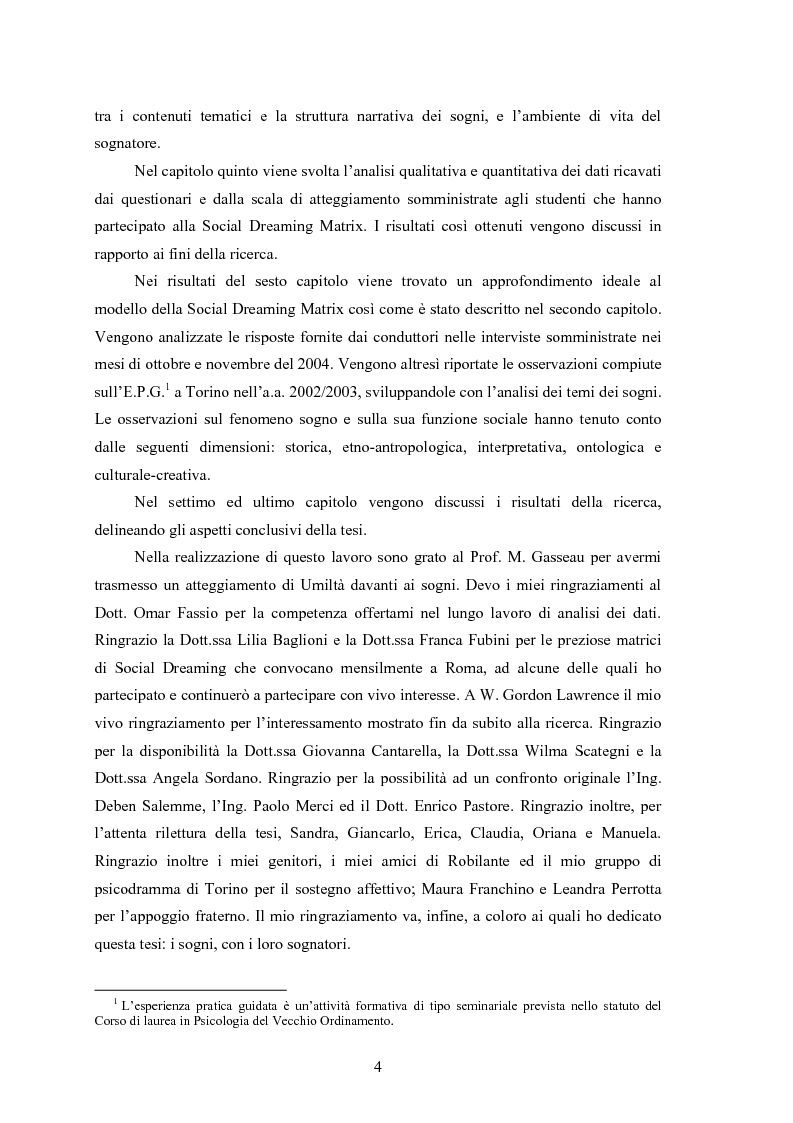 Anteprima della tesi: La Social Dreaming Matrix: un’indagine conoscitiva sulla funzione sociale del sogno, Pagina 4