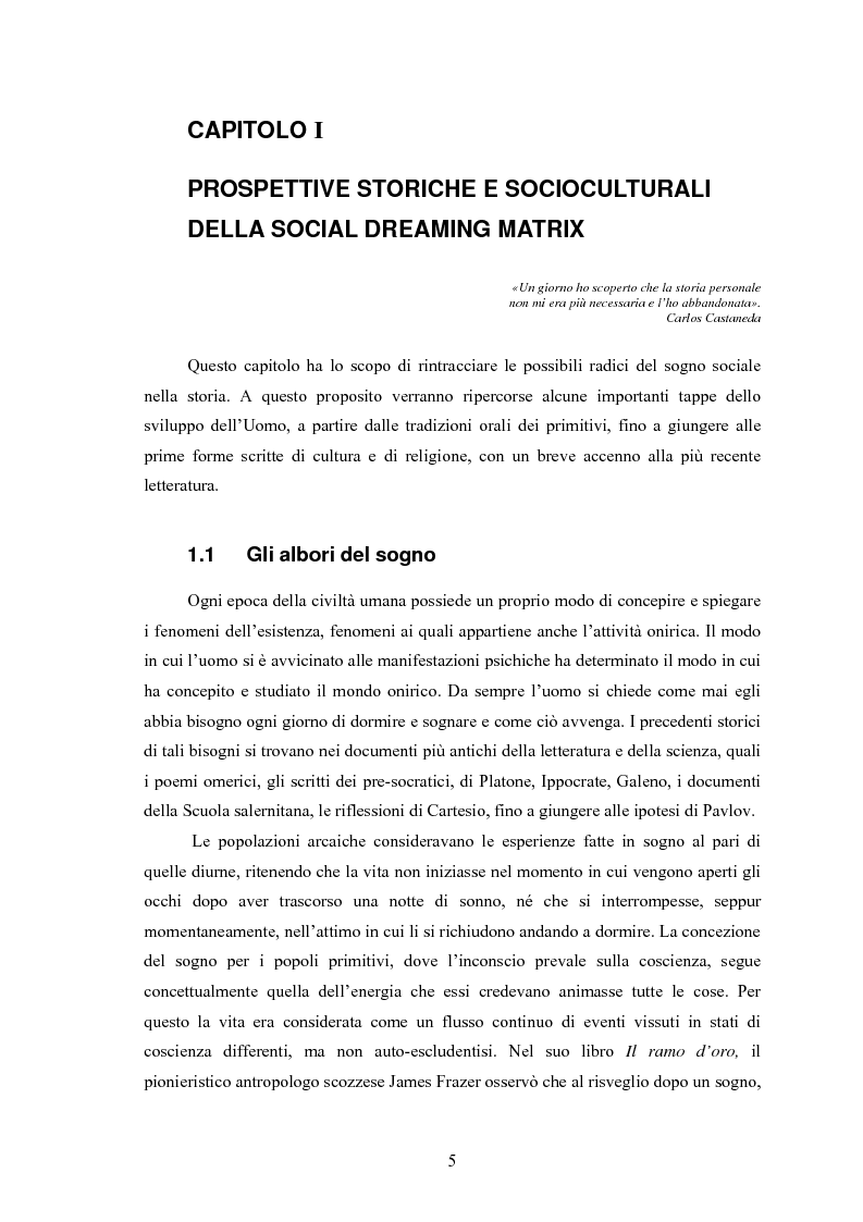 Anteprima della tesi: La Social Dreaming Matrix: un’indagine conoscitiva sulla funzione sociale del sogno, Pagina 5