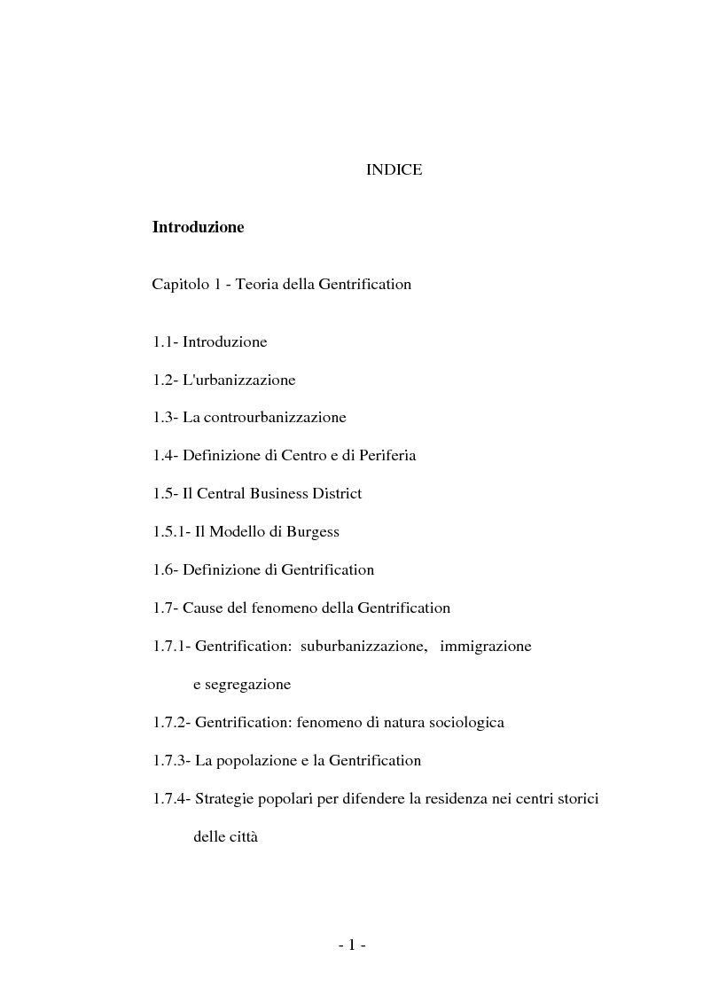 Indice della tesi: Il centro storico di Trani : un esempio di gentrification, Pagina 1