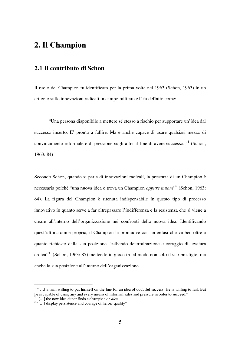 Anteprima della tesi: Requisiti per l'innovazione: il ruolo chiave del Champion, Pagina 3