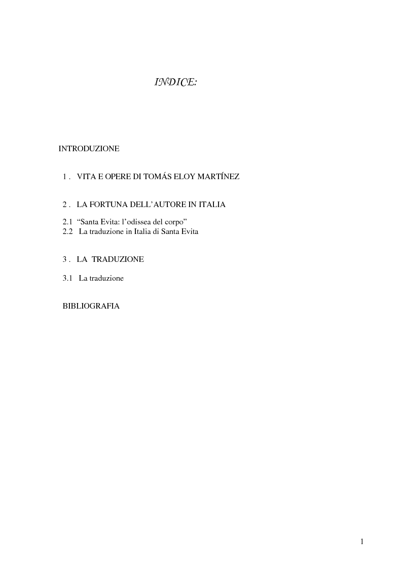 Indice della tesi: Lugar comun la muerte: traduzione di alcuni racconti di Tomas Eloy Martinez, Pagina 1