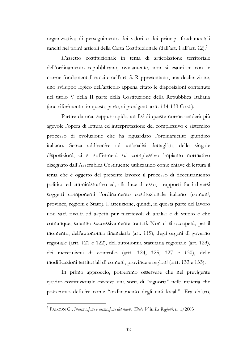 Anteprima della tesi: L'associazionismo comunale tra costituzione, evoluzione legislativa e buone prassi, Pagina 7