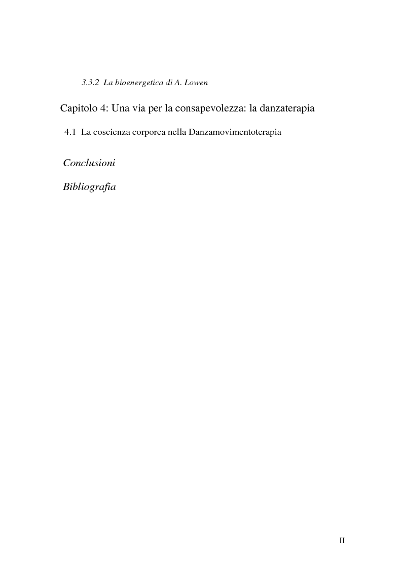 Indice della tesi: Consapevolezza nella salute, nella malattia e nel processo di guarigione, Pagina 2