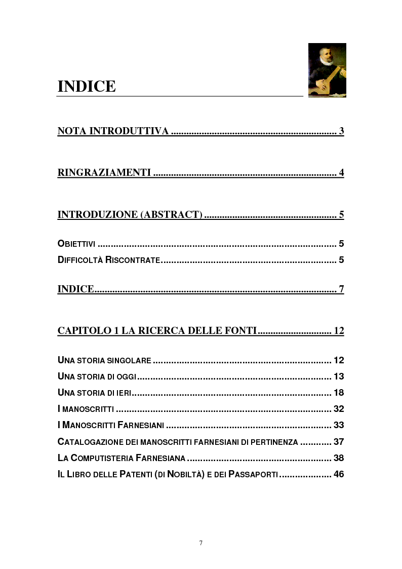 Indice della tesi: Santino Garsi da Parma - Un musicista da riscoprire, Pagina 1