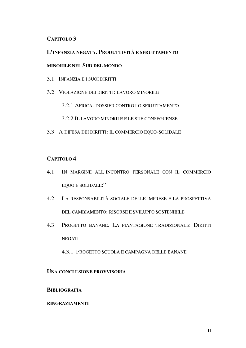 Indice della tesi: Geografia dei rapporti Nord-Sud. Il commercio equo-solidale per la difesa dei diritti d'infanzia., Pagina 2