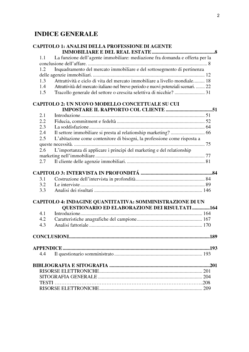 Indice della tesi: L'agenzia immobiliare del futuro: da luogo di mediazione a polo aggregativo di funzioni e servizi, Pagina 1