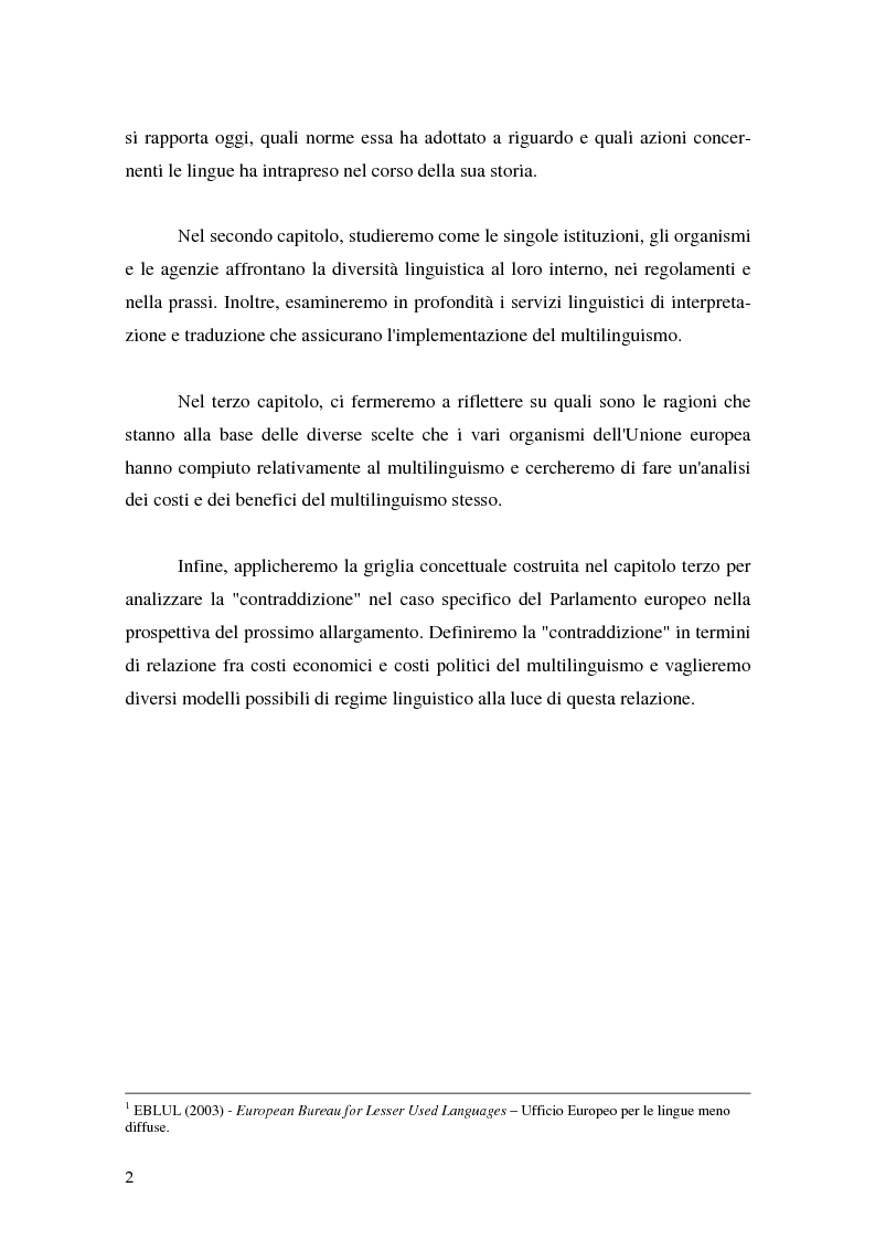 Anteprima della tesi: La relazione fra costi economici e costi politici del multilinguismo nell'Unione europea, Pagina 2