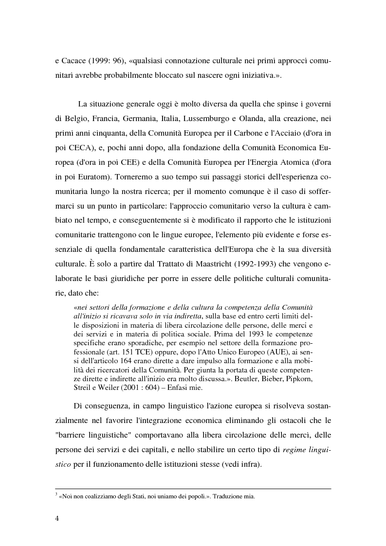 Anteprima della tesi: La relazione fra costi economici e costi politici del multilinguismo nell'Unione europea, Pagina 4
