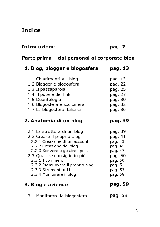 Indice della tesi: Dal personal blog al corporate blog: un nuovo strumento di comunicazione aziendale, Pagina 1