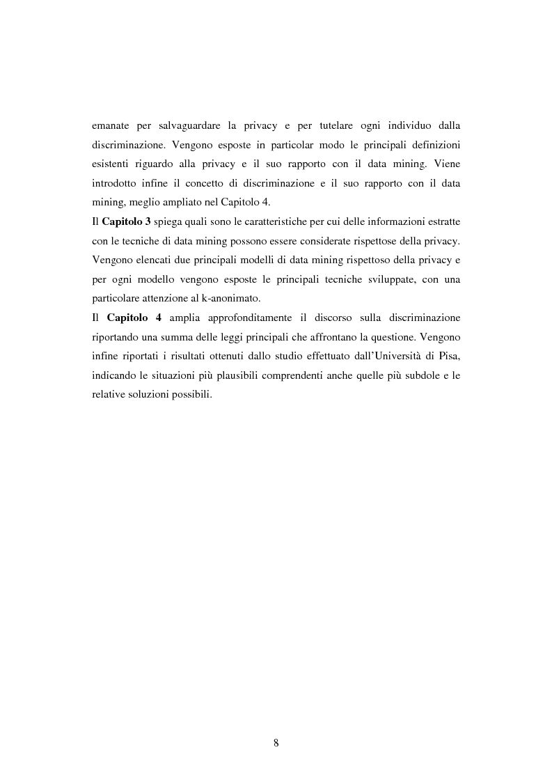 Anteprima della tesi: Protezione della privacy e prevenzione della discriminazione nel data mining, Pagina 6