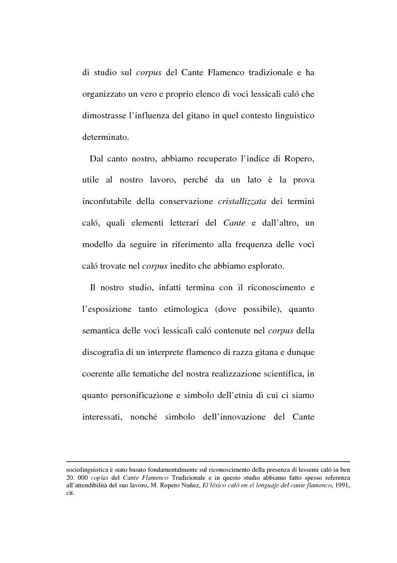 Anteprima della tesi: Il lessico caló dei gitani e i testi di Camarón de la Isla, Pagina 6
