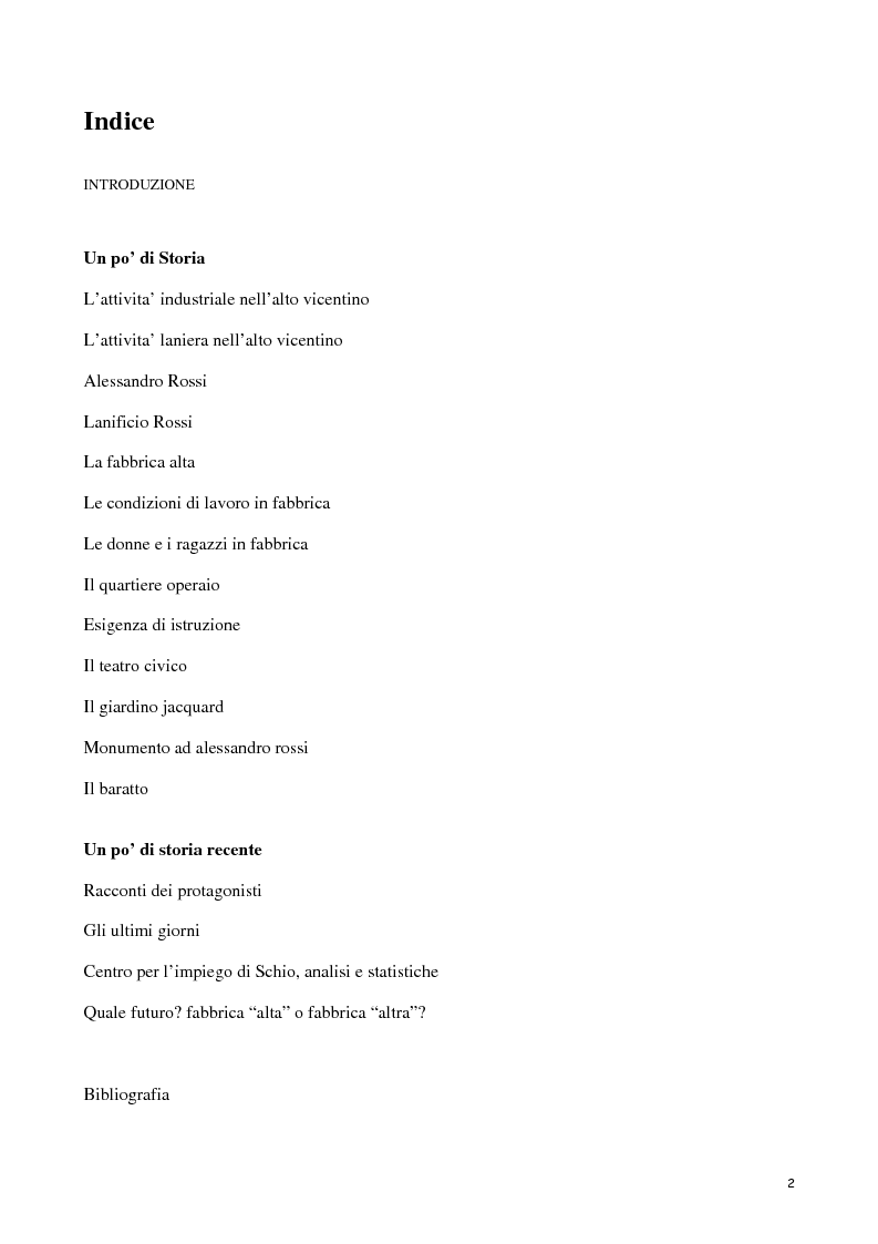 Indice della tesi: Lanerossi: quale eredità?, Pagina 1