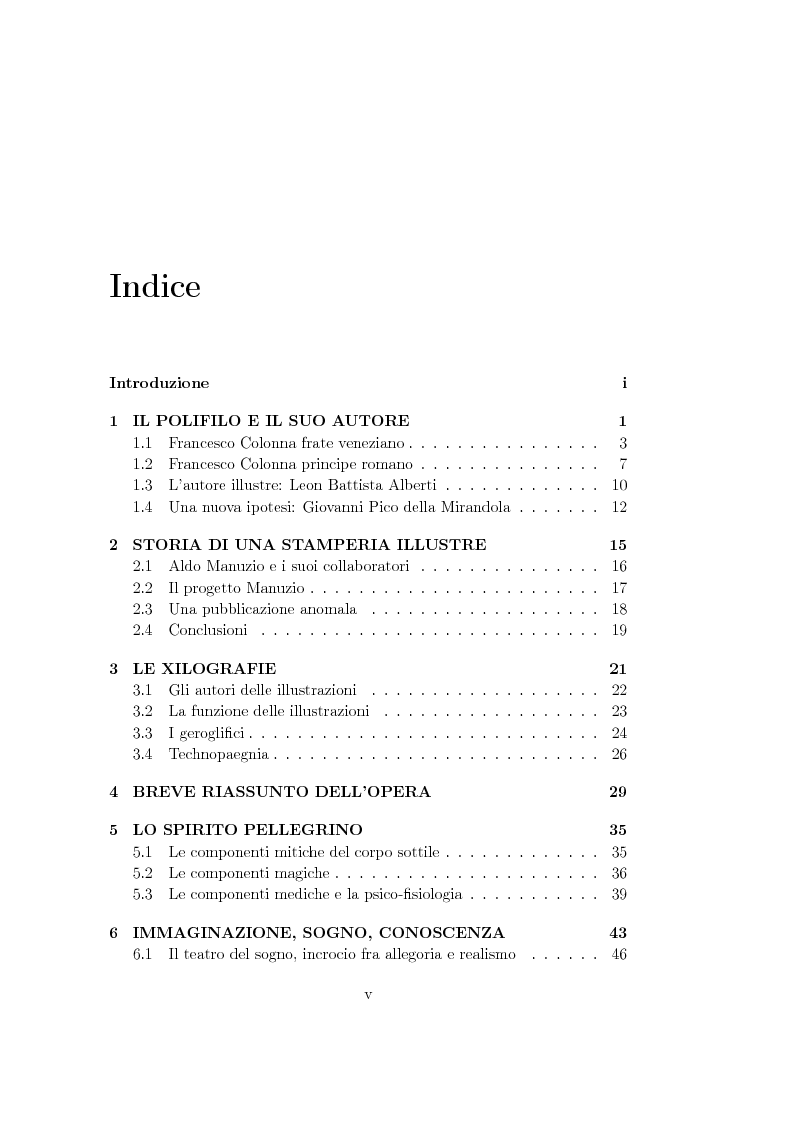 Indice della tesi: Il Sogno di Polifilo, Pagina 1