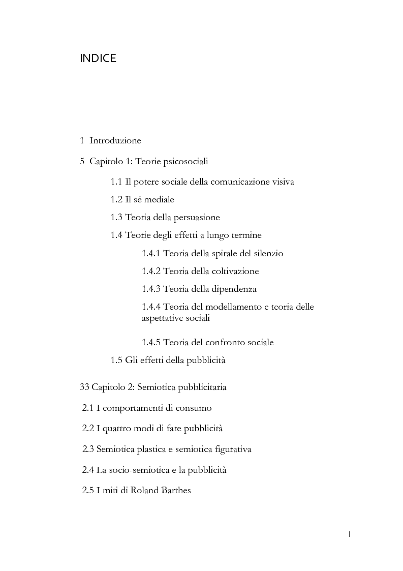 Indice della tesi: La donna nella pubblicità, Pagina 1