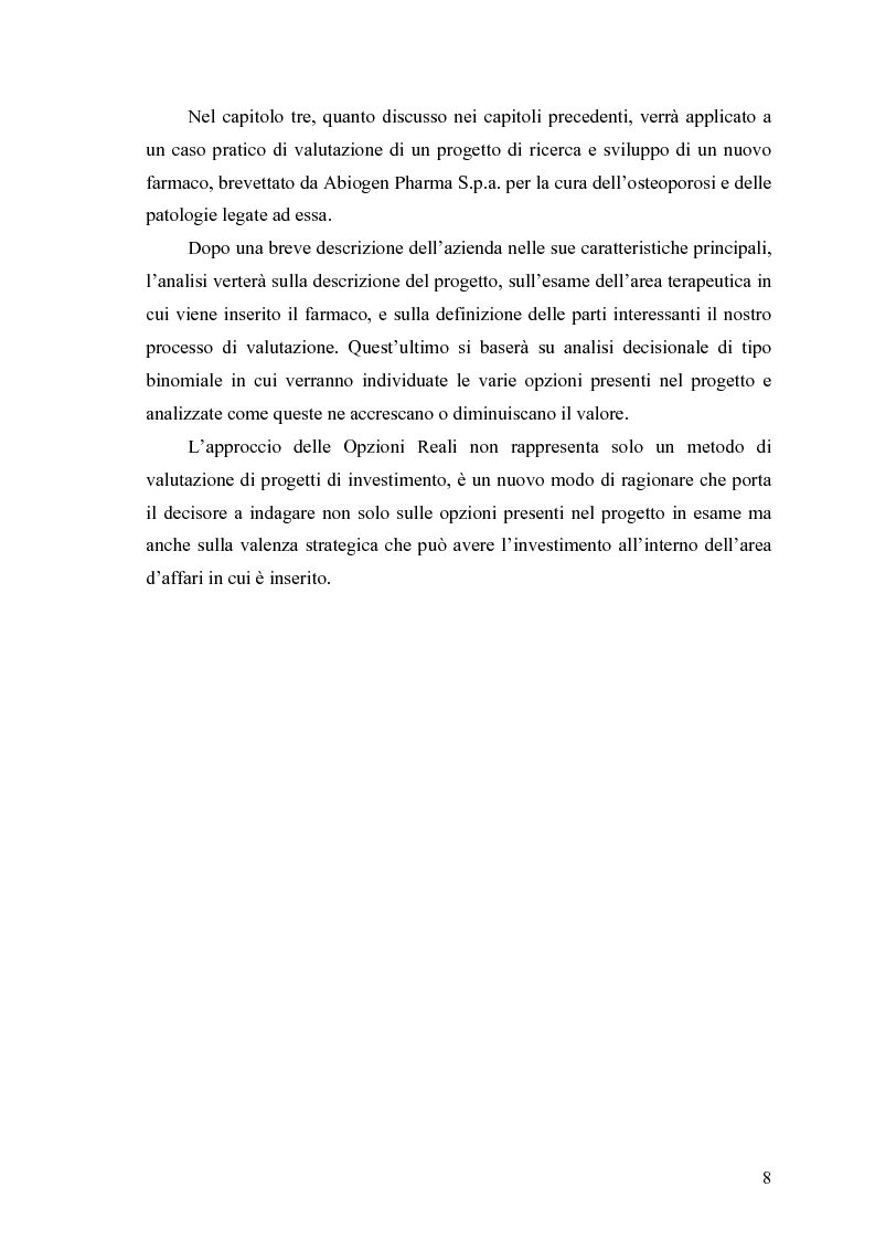 Anteprima della tesi: La valutazione delle Opzioni Reali. Applicazione al caso “Dronox”, Pagina 3