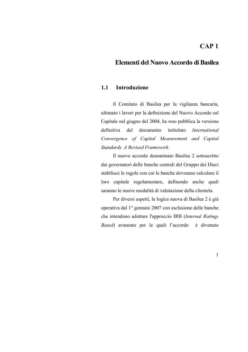 Anteprima della tesi: Le valutazioni d'azienda secondo i criteri di Basilea 2, Pagina 5