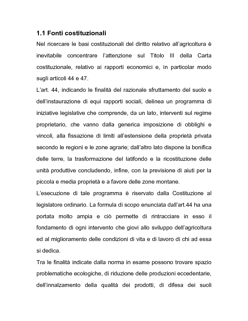 Anteprima della tesi: La regolazione amministrativa dell'agricoltura con particolare riferimento alla produzione del latte, Pagina 5