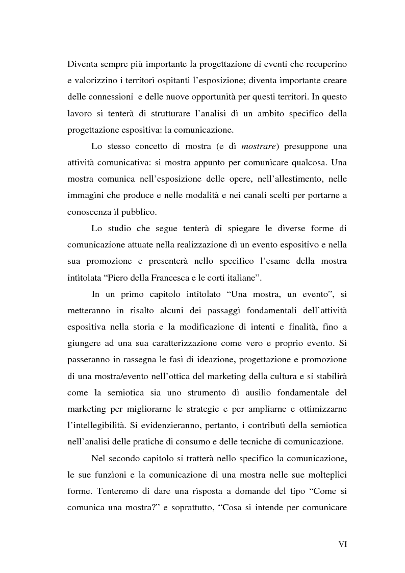 Anteprima della tesi: Comunicare una mostra: “Piero della Francesca e le corti italiane” Arezzo 22 Marzo - 31 luglio 2007, Pagina 4