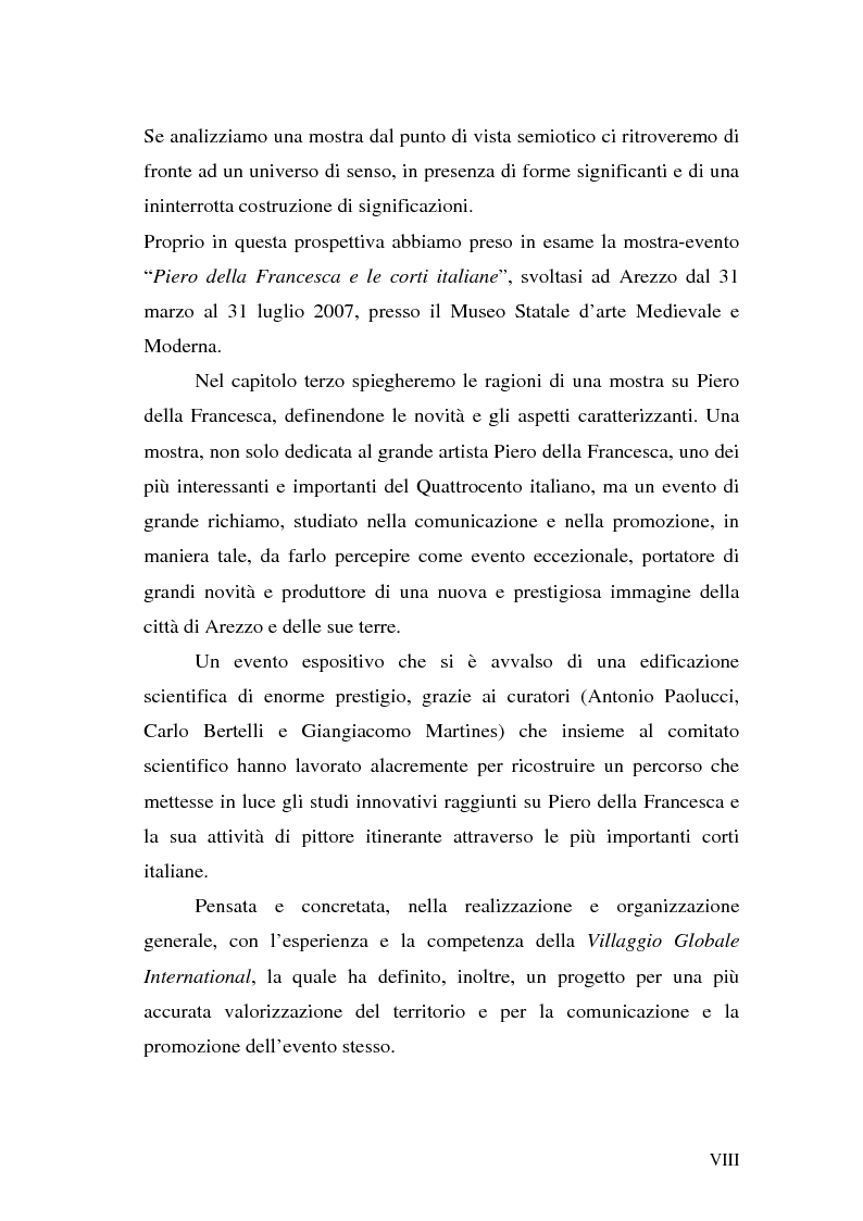 Anteprima della tesi: Comunicare una mostra: “Piero della Francesca e le corti italiane” Arezzo 22 Marzo - 31 luglio 2007, Pagina 6