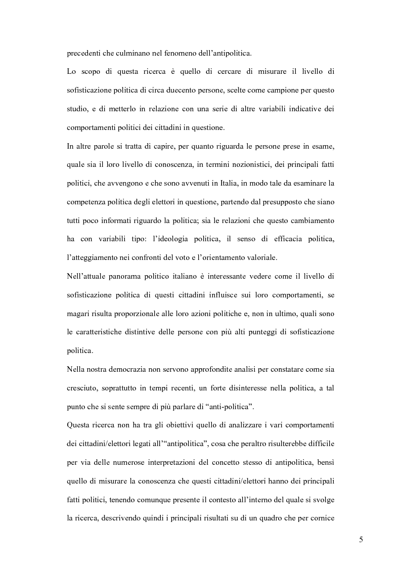 Anteprima della tesi: La sofisticazione politica: un contributo empirico, Pagina 2