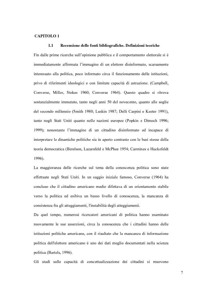 Anteprima della tesi: La sofisticazione politica: un contributo empirico, Pagina 4