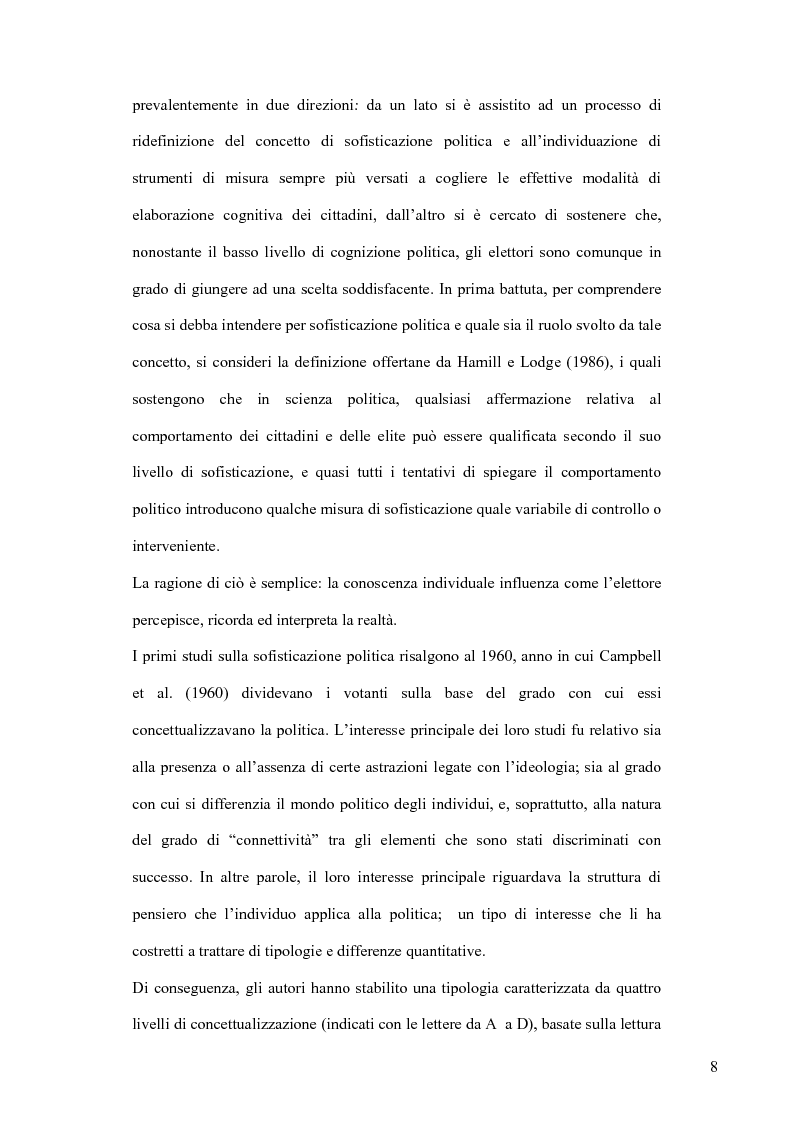 Anteprima della tesi: La sofisticazione politica: un contributo empirico, Pagina 5