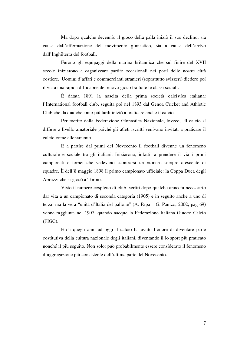 Anteprima della tesi: La comunicazione al servizio del nuovo ruolo imprenditoriale delle società professionistiche di calcio. Il caso del Bologna F.C. 1909., Pagina 7